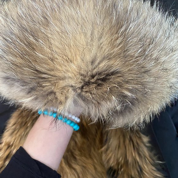 CONVERTIBLE 4 in 1 NATURAL FUR BLACK WATERPROOF PARKA WINTER COAT SIZE 8/10 - Picture 15 of 16